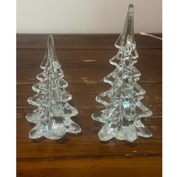 Vintage Crystal Christmas Tree Lot of 2 8.5" & 6.5" - Picture 2 of 5